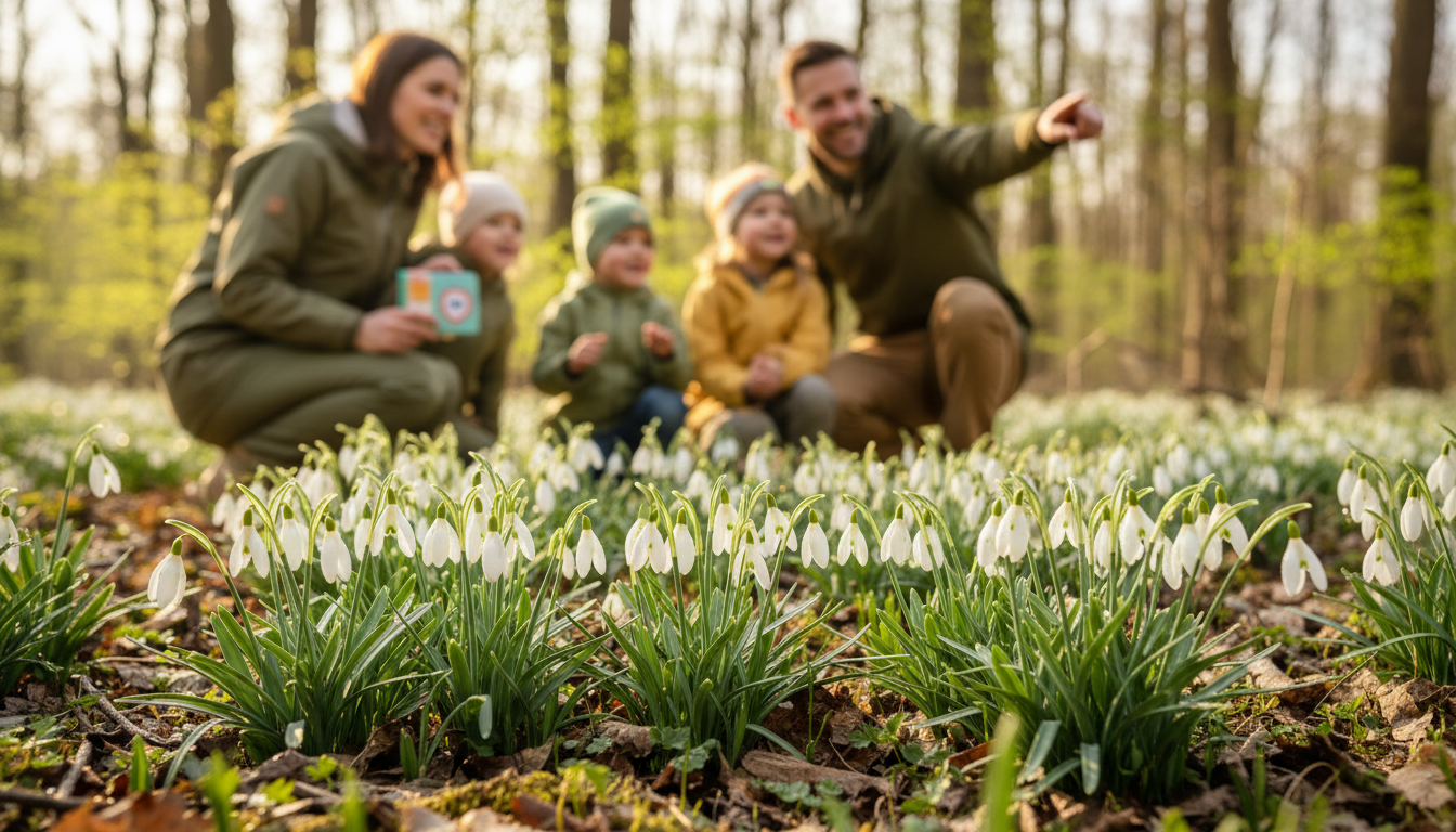 bílé sněženky kvetoucí v jarním lese