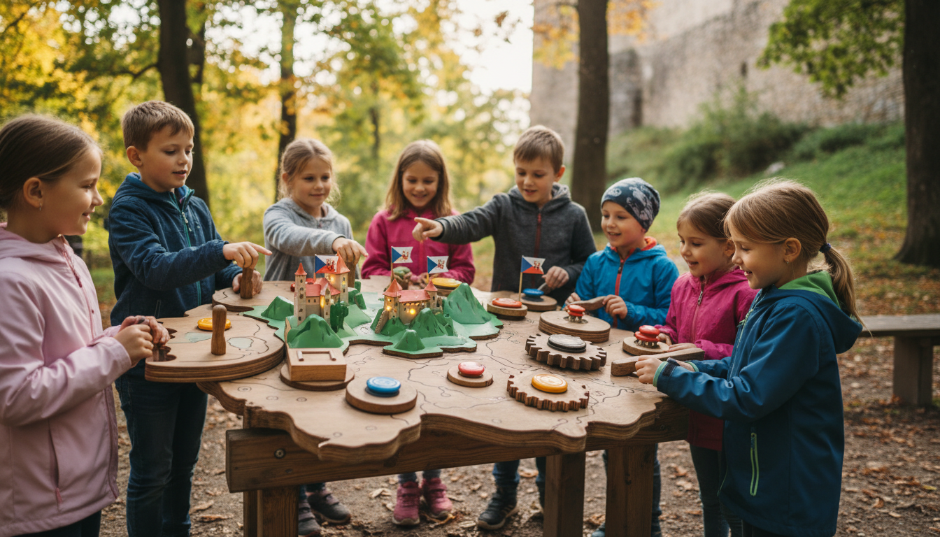interaktivní exponát v technickém muzeu, děti experimentují